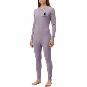 Wild Cozy Purple Bear Yellowstone One Piece Pajama Jumpsuit Women's S
